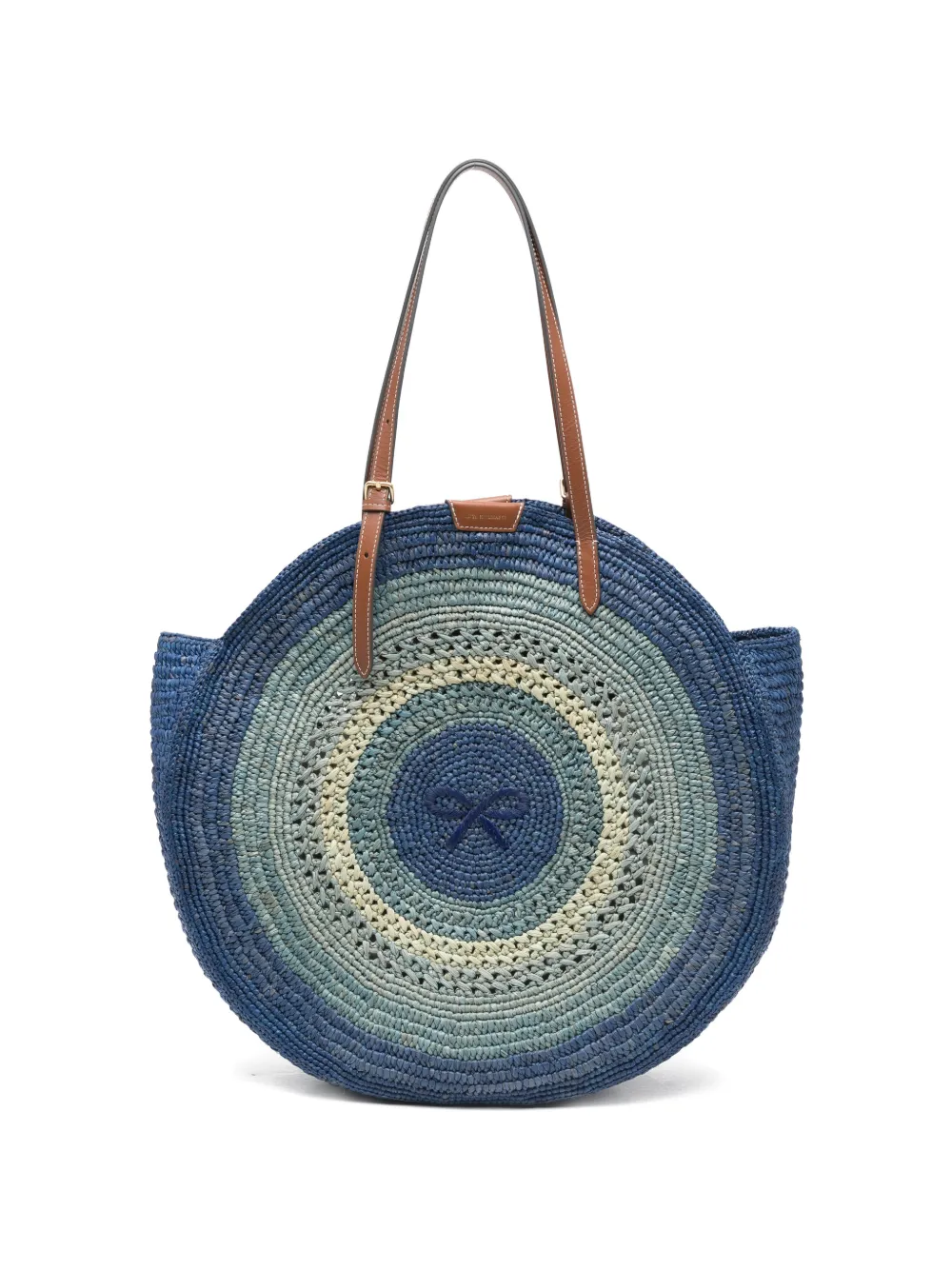 Anya Hindmarch Round Bow raffia tote bag - Blu