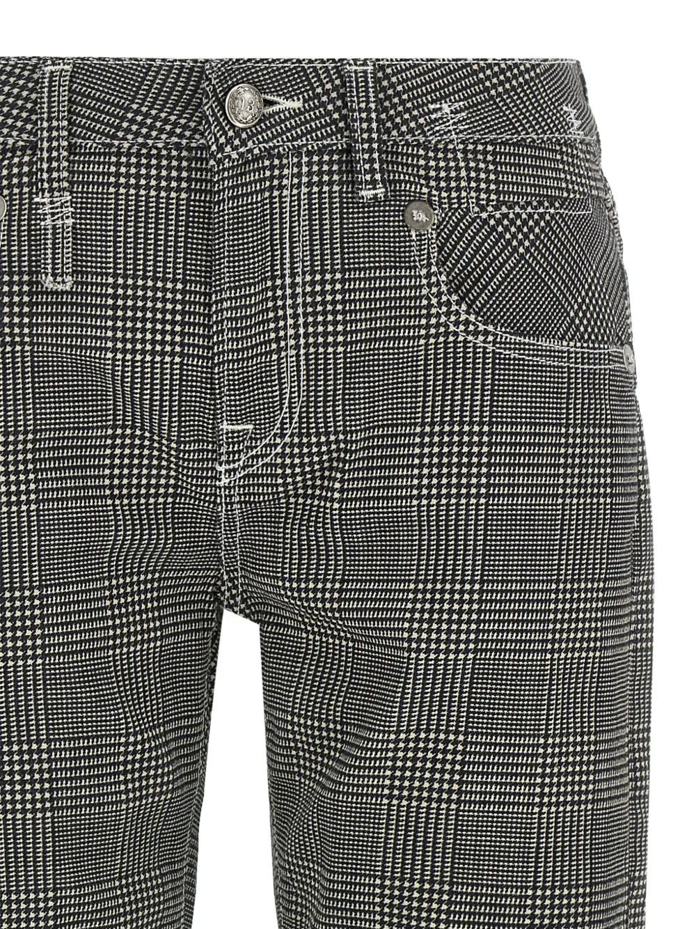  R13 Prince Of Wales Buttoned Trousers - Black 
