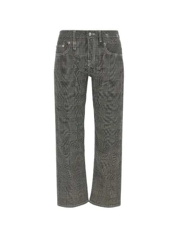 R13 Prince of Wales Buttoned Trousers in Black