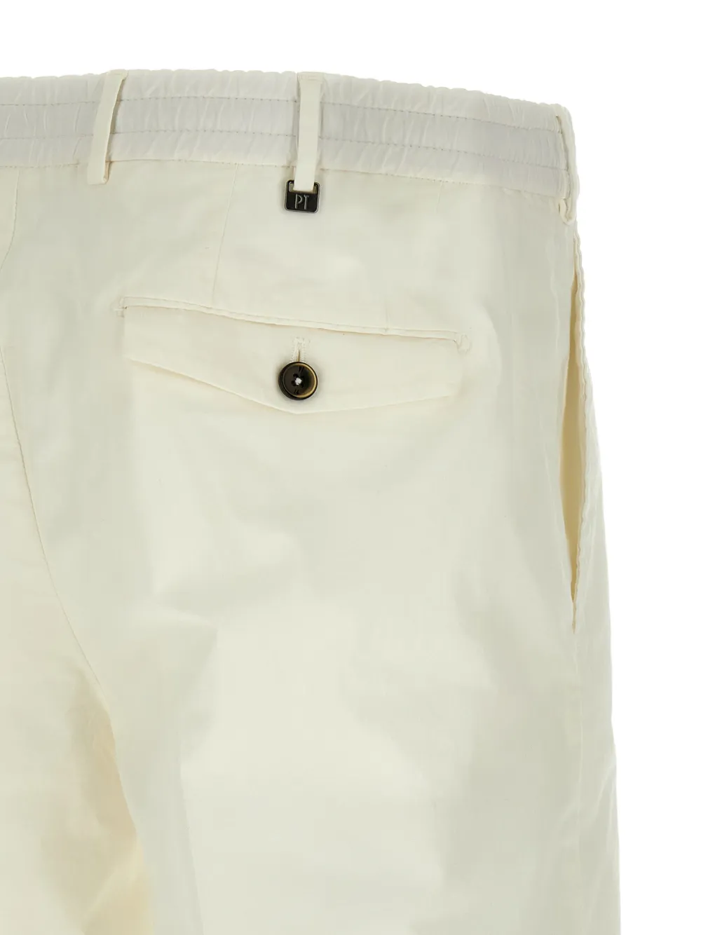 PT Torino Geplooide shorts met knopen Wit