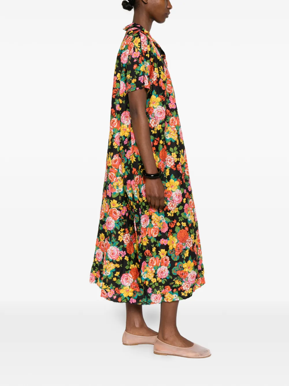  Daniela Gregis Floral-print Midi Dress - Black 