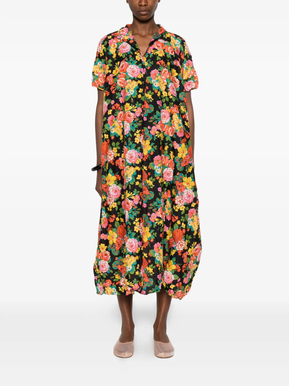  Daniela Gregis Floral-print Midi Dress - Black 