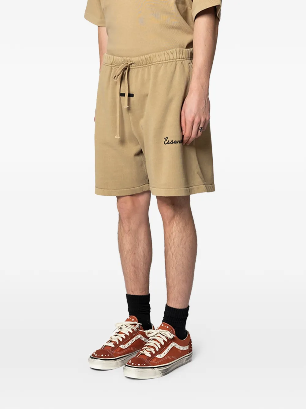 FEAR OF GOD ESSENTIALS Katoenen shorts met logoprint Beige