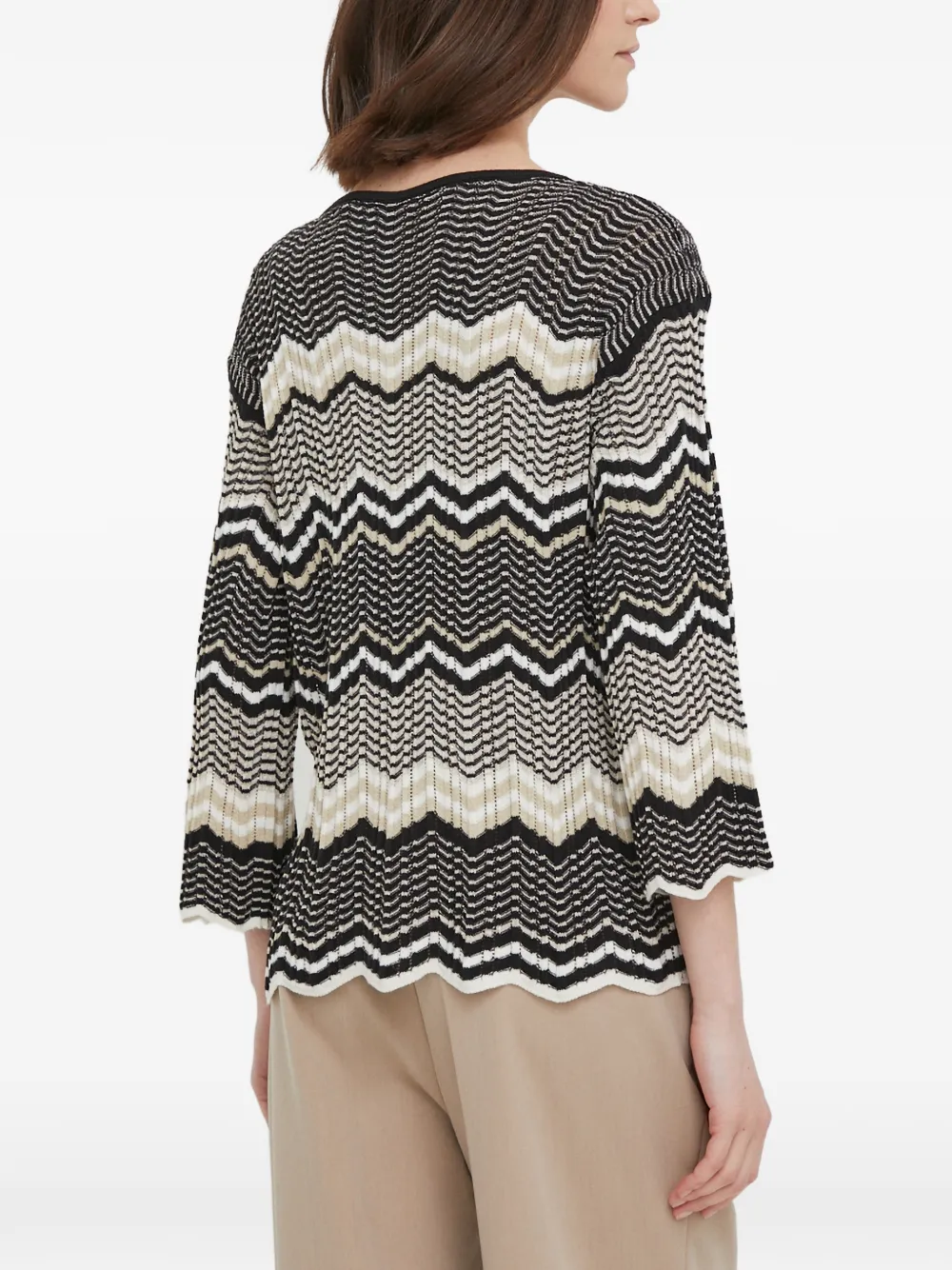Sisley Trui met chevron-patroon en lange mouwen Zwart