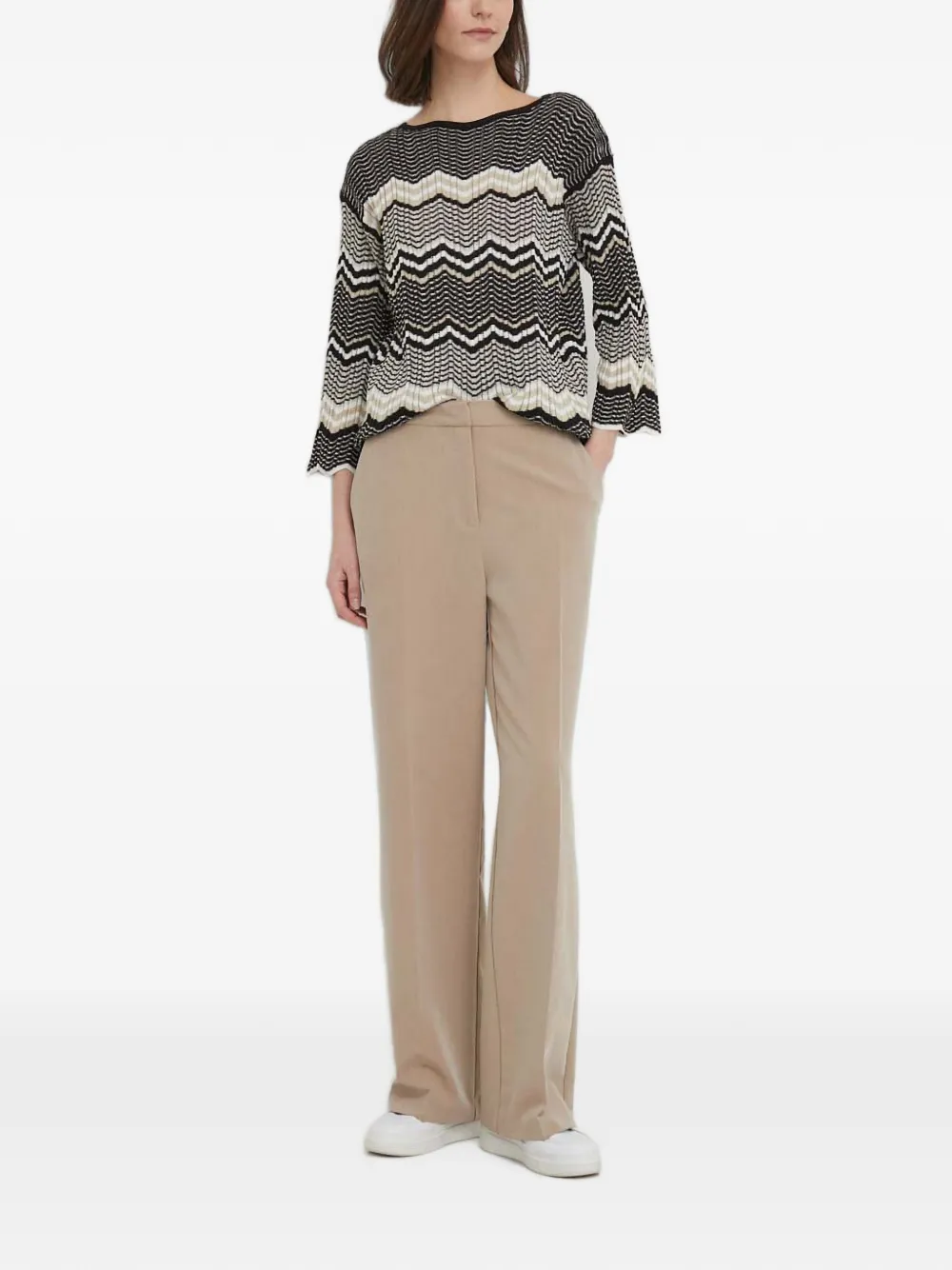 Sisley Trui met chevron-patroon en lange mouwen Zwart