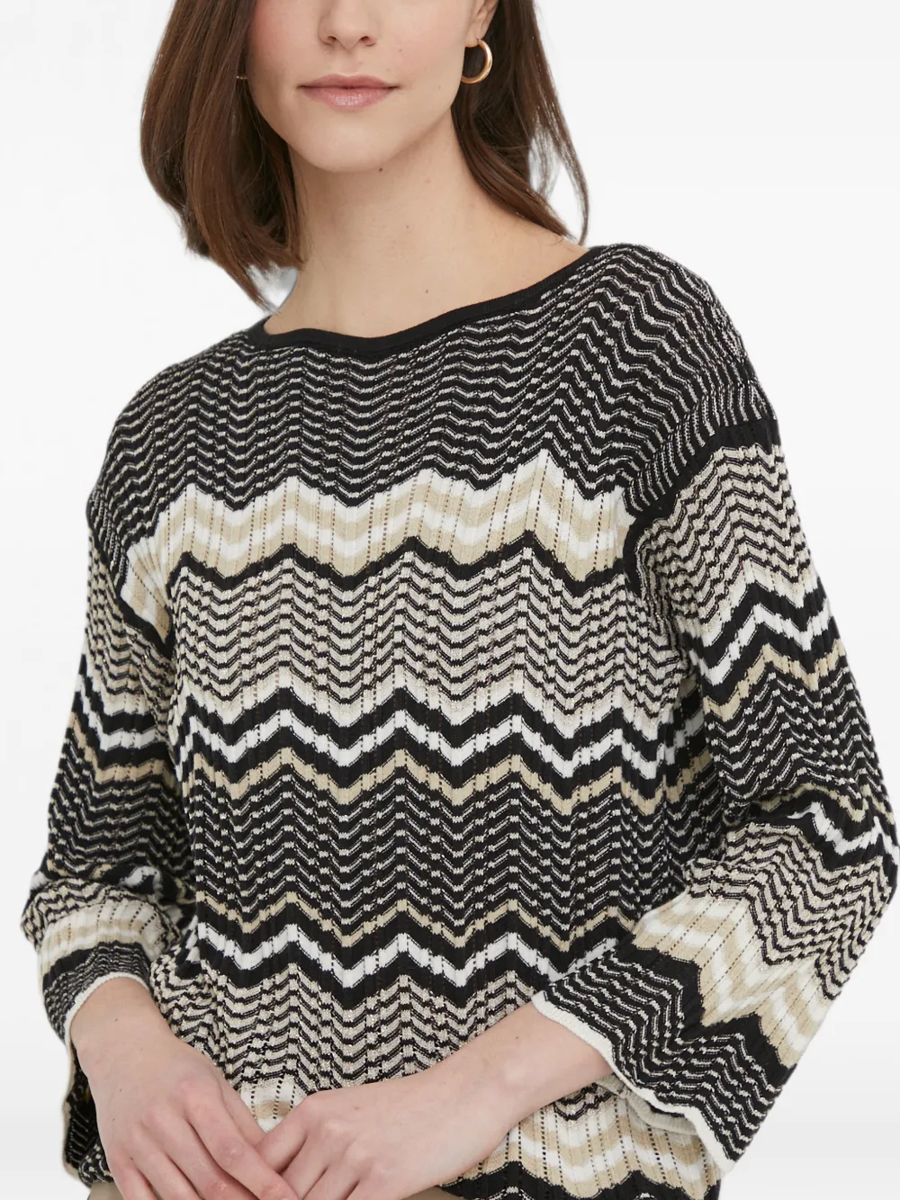 Sisley Trui met chevron-patroon en lange mouwen Zwart