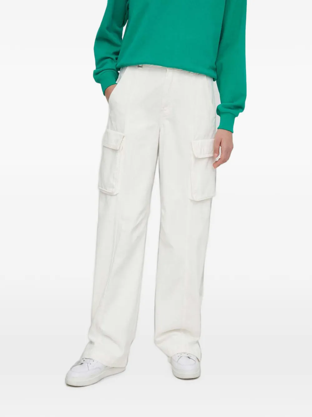 Benetton Wide-leg Cargo Jeans In White