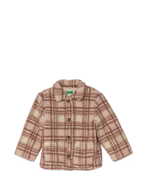 Benetton check-pattern fleece jacket