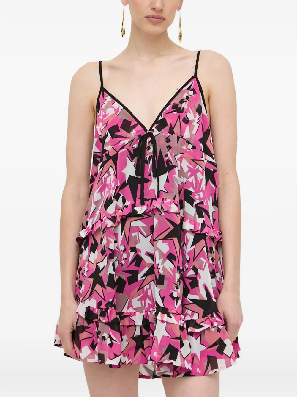 Silvian Heach Mini-jurk met sterrenprint en ruches Roze
