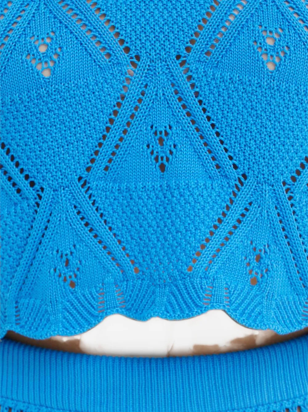 Benetton Openwork Knitted Top In Blue