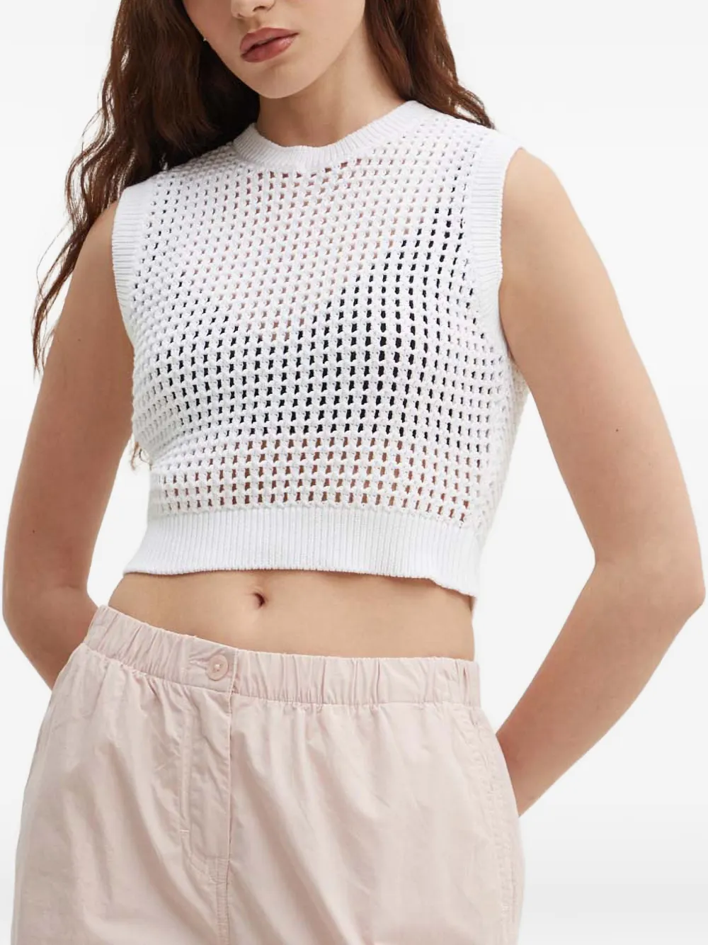 Benetton crochet-knit cropped sweater