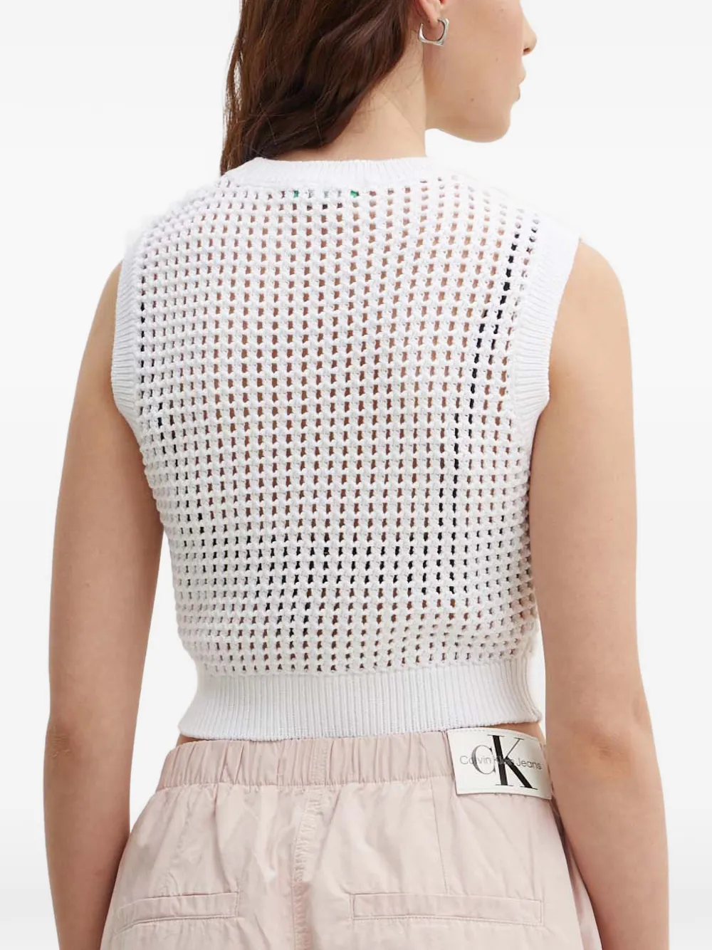 Benetton Gehaakte cropped trui Wit