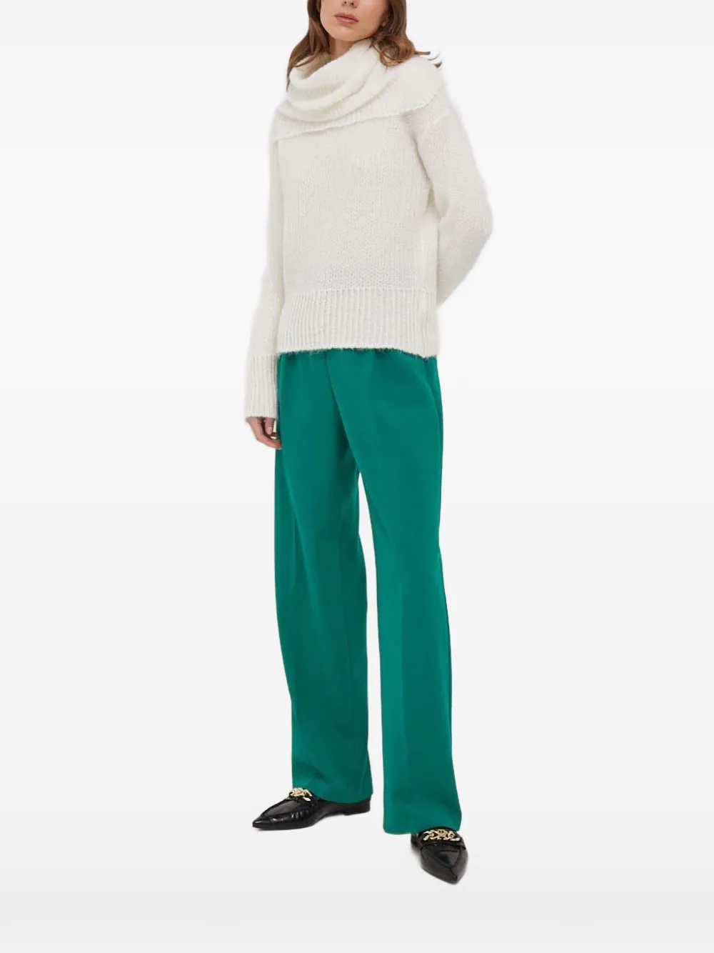 Sisley off-the-shoulder knitted sweater - Bianco