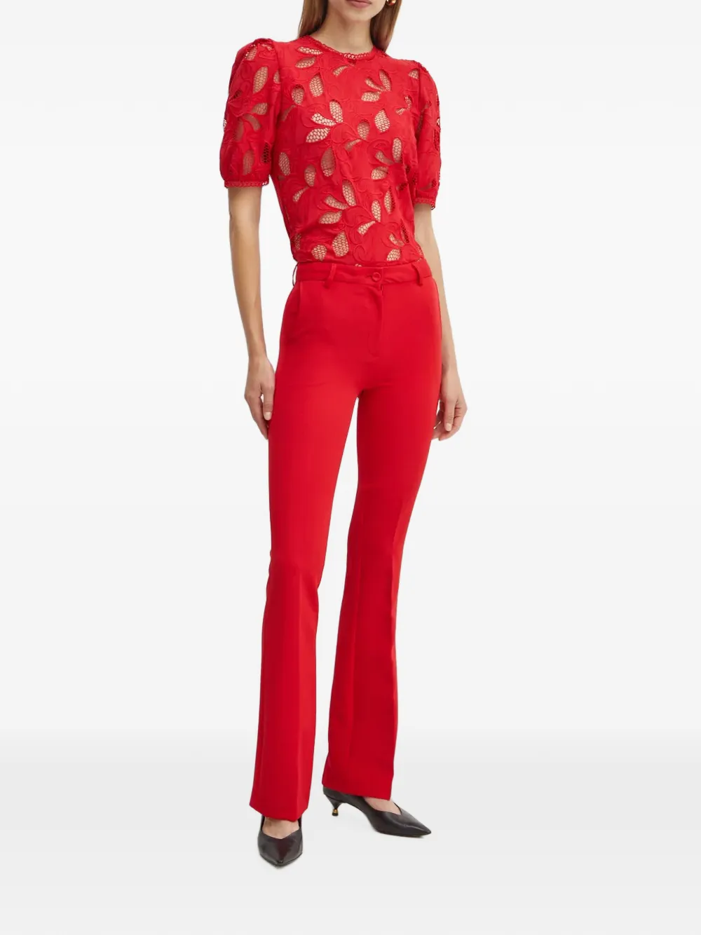Silvian Heach Reif uitlopende pantalon met persvouw Rood