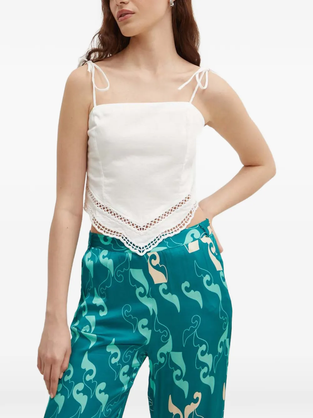 Sisley crochet-trim top - Bianco