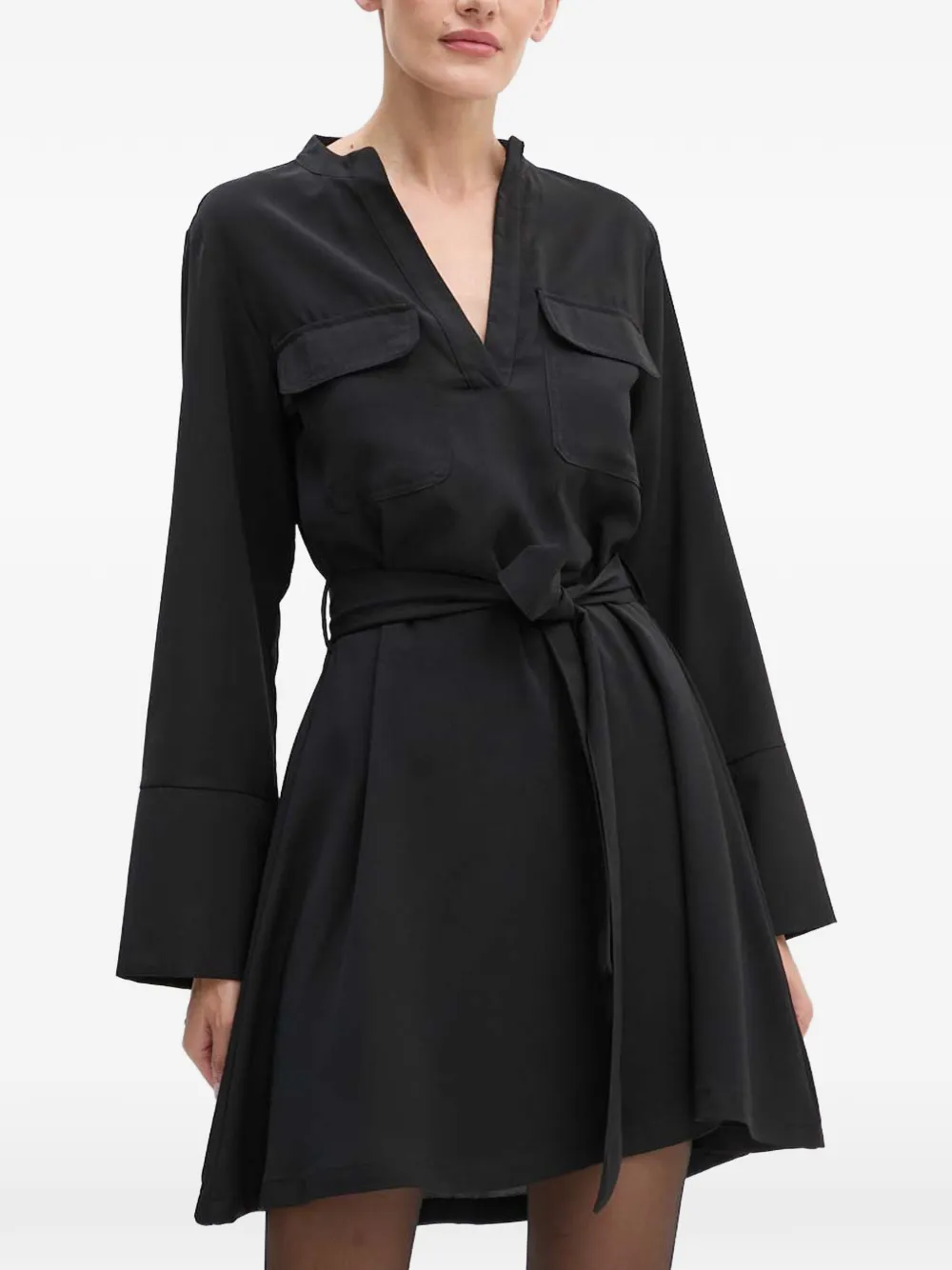 Silvian Heach Reimba belted flap-pocket mini dress