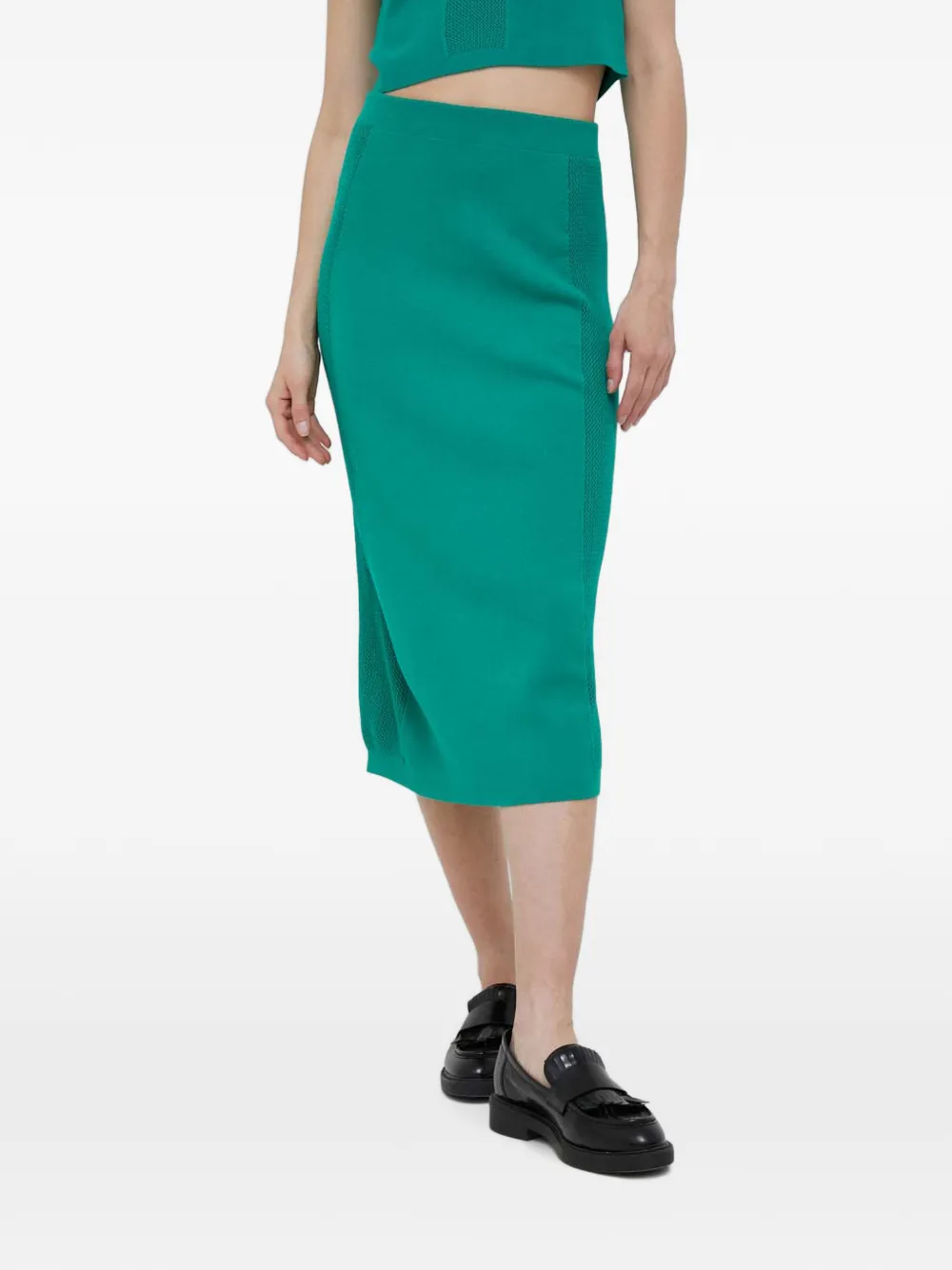 Benetton pointelle-knit pencil midi skirt · S