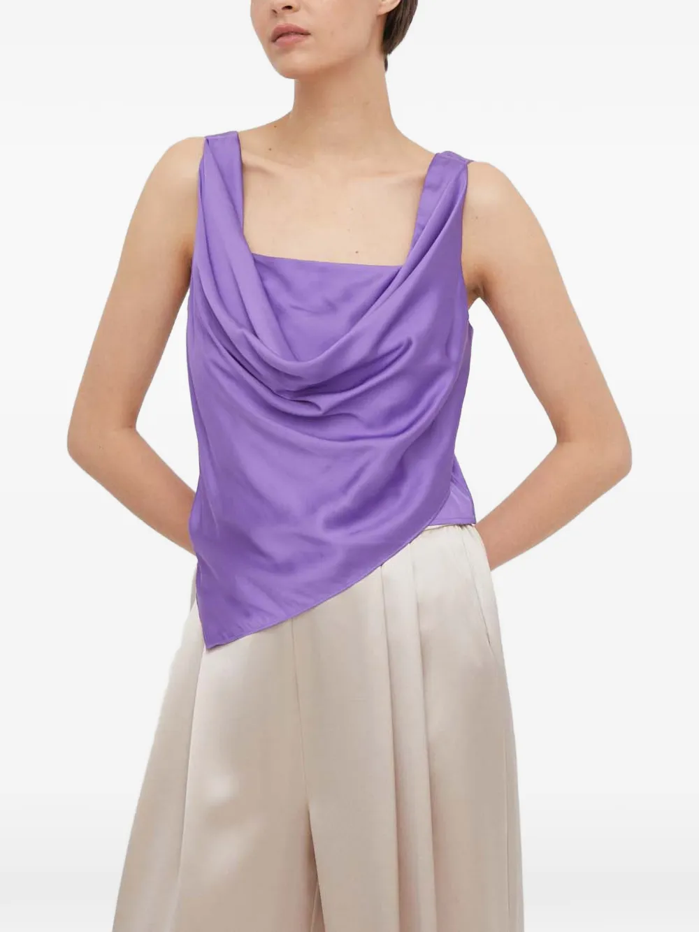 Sisley Canotta con scollo drappeggiato - Viola