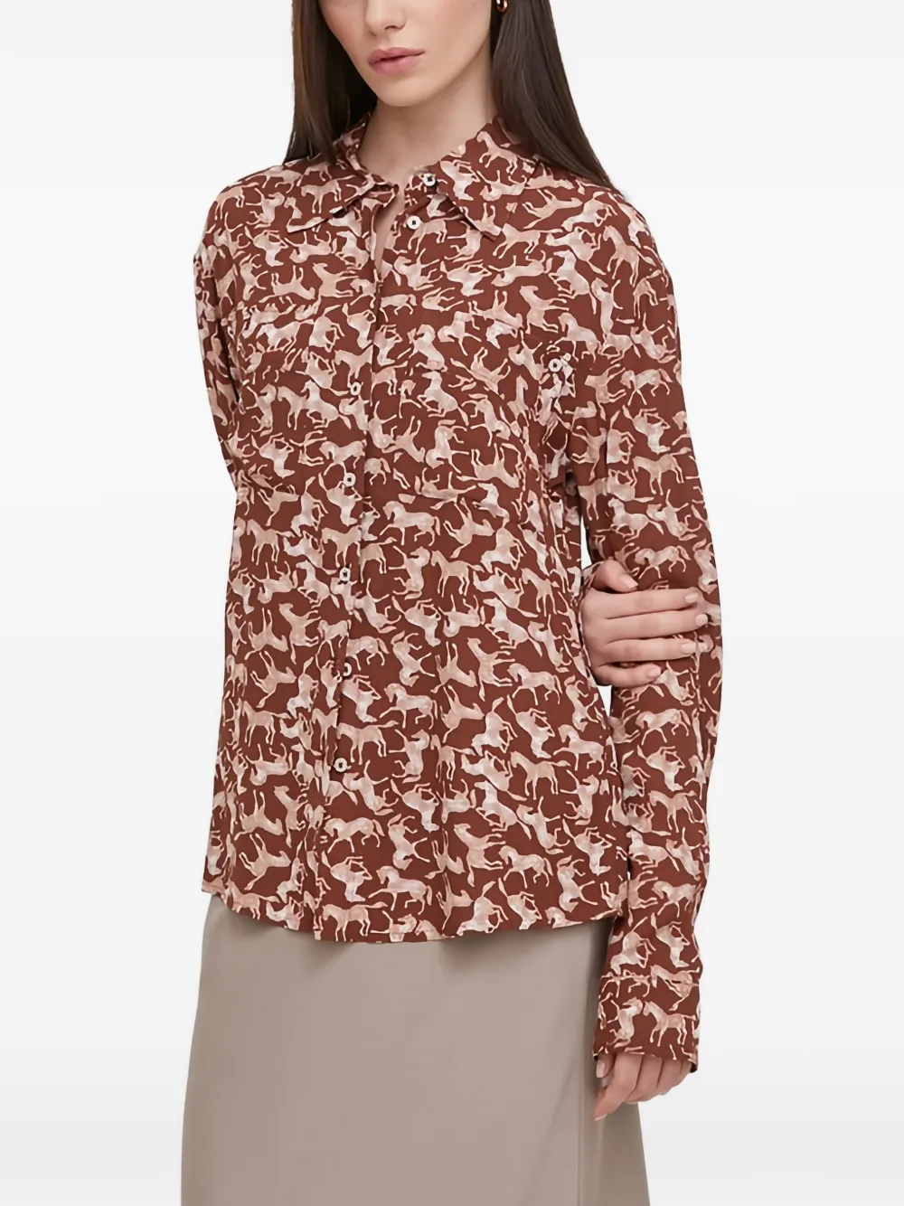 Benetton animal print collared top - Marrone