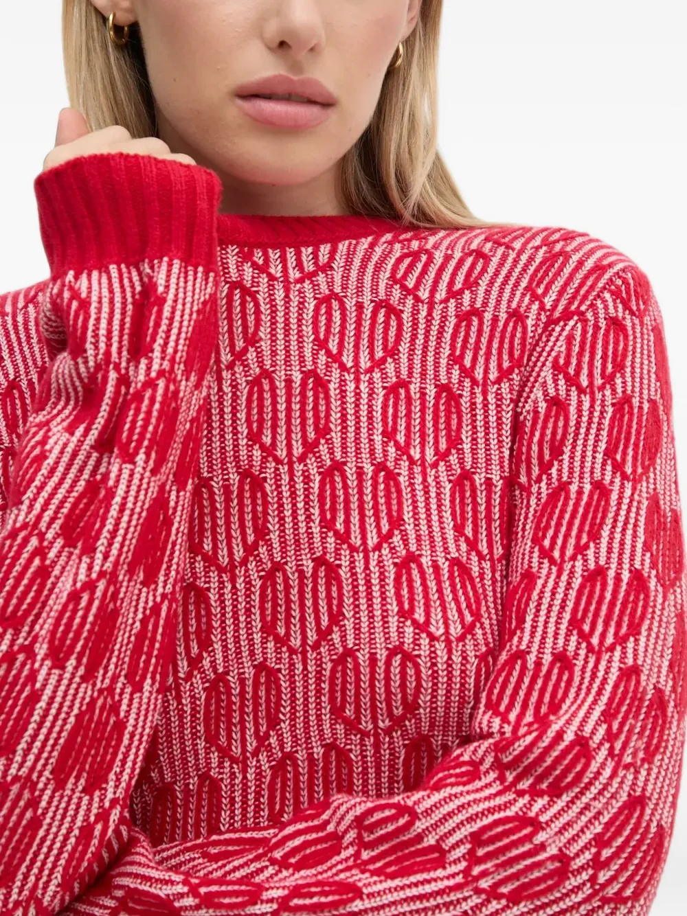 Benetton Patterned Sweater In Red