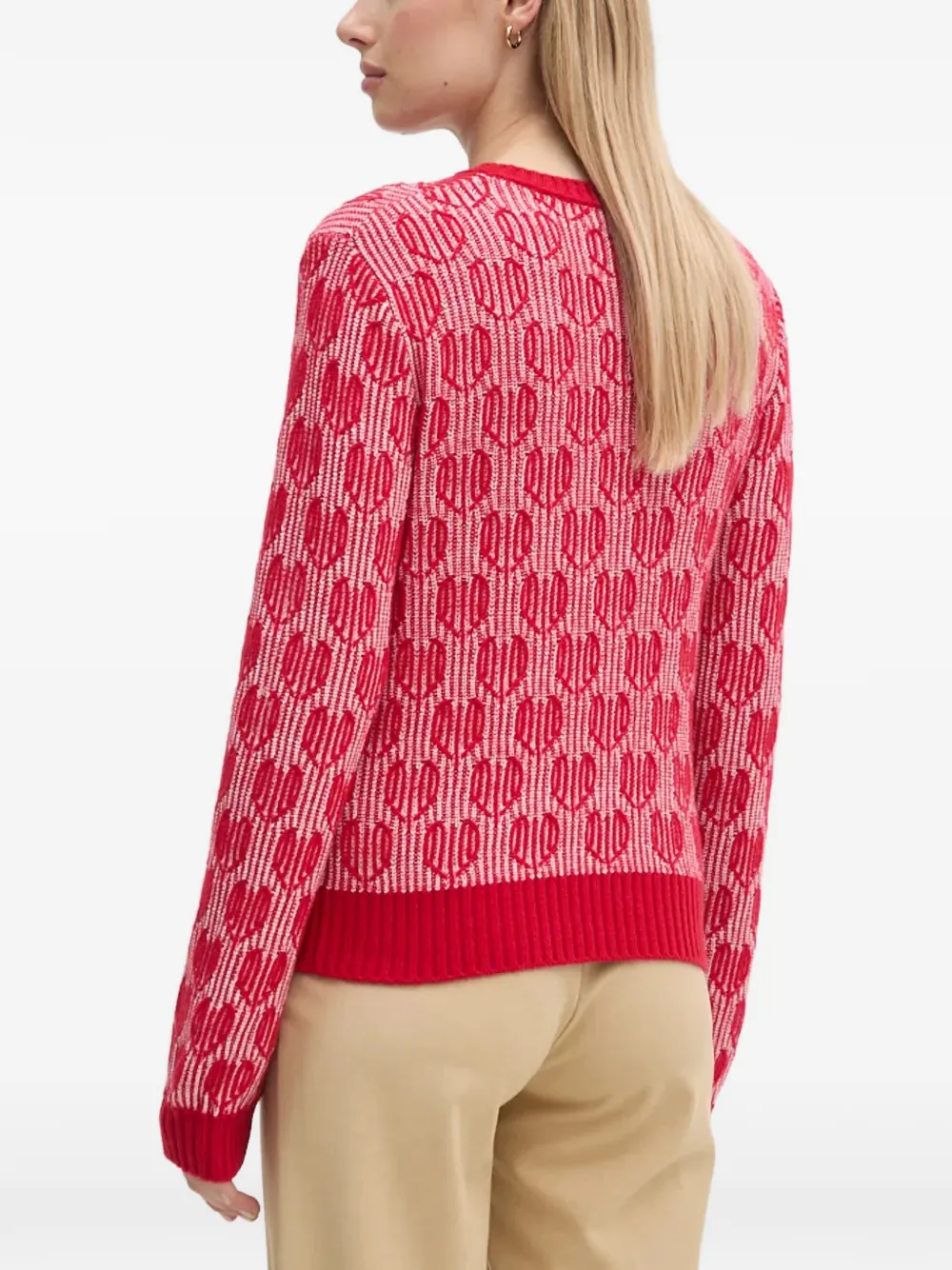 Benetton Patterned Sweater In Red