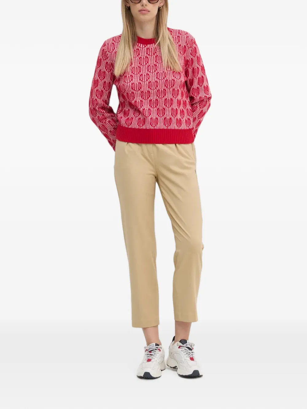 Benetton Patterned Sweater In Red