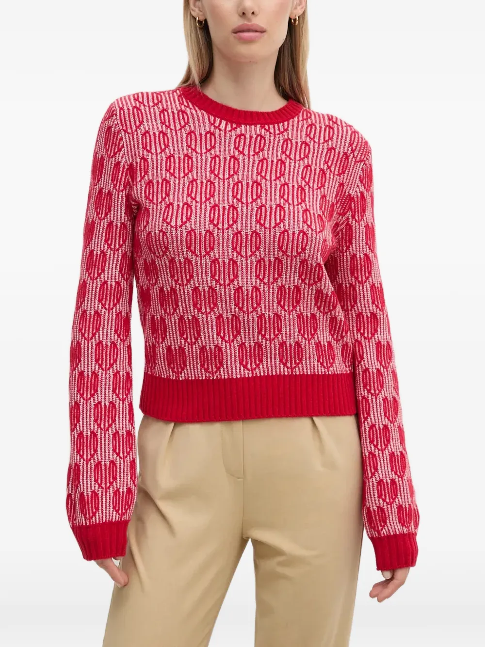 Benetton Patterned Sweater In Red