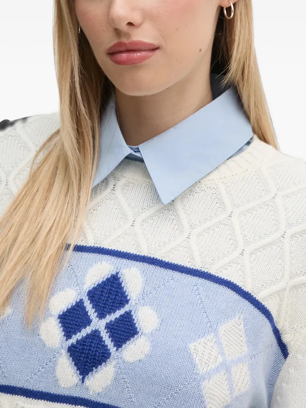 Benetton Argyle-pattern Sweater In Neutrals