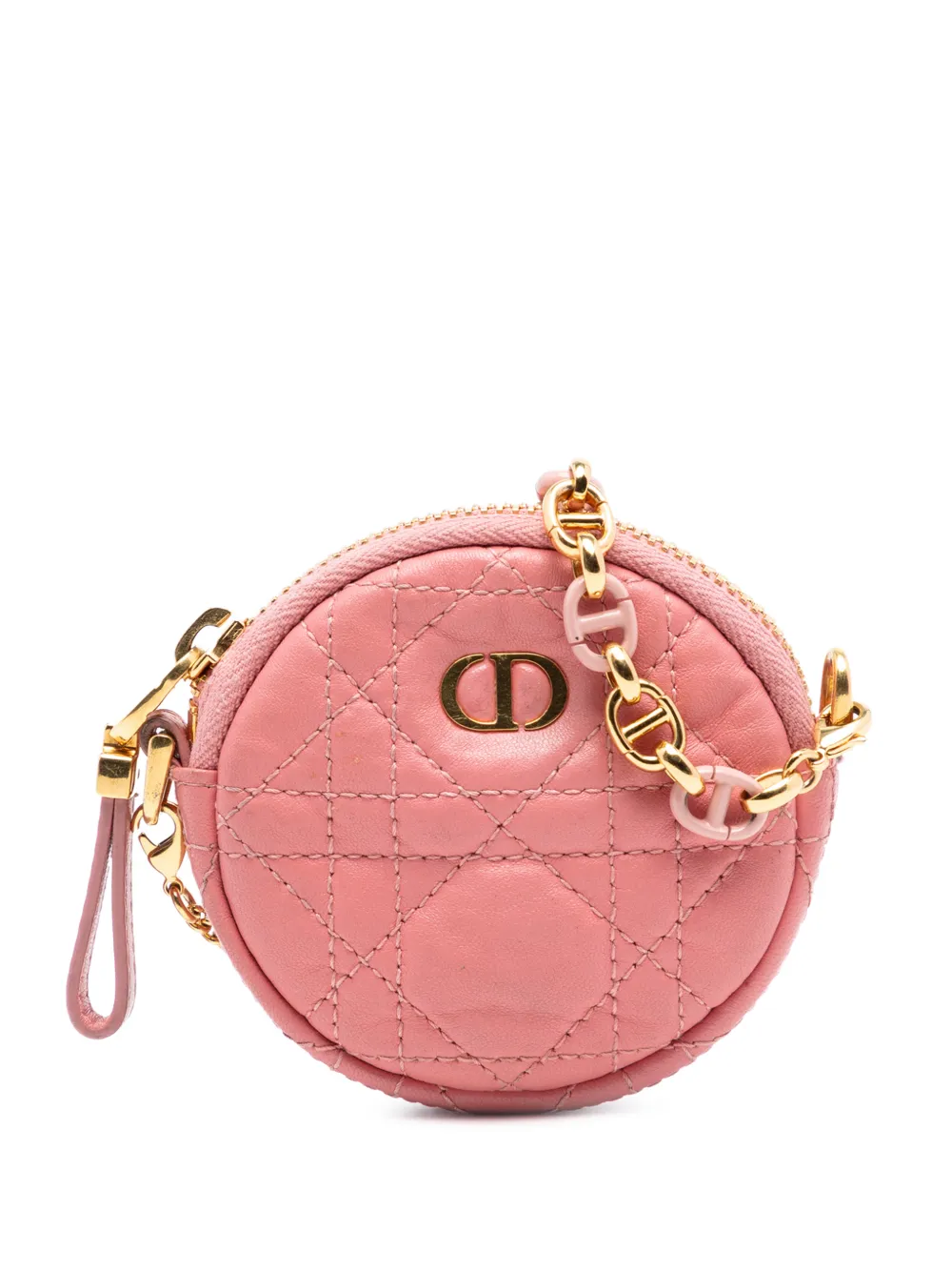Christian Dior Pre-Owned 2021 Mini Lambskin Cannage Round Caro Pouch crossbody bag - Rosa