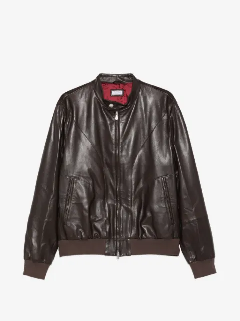 Brunello Cucinelli leather zip jacket