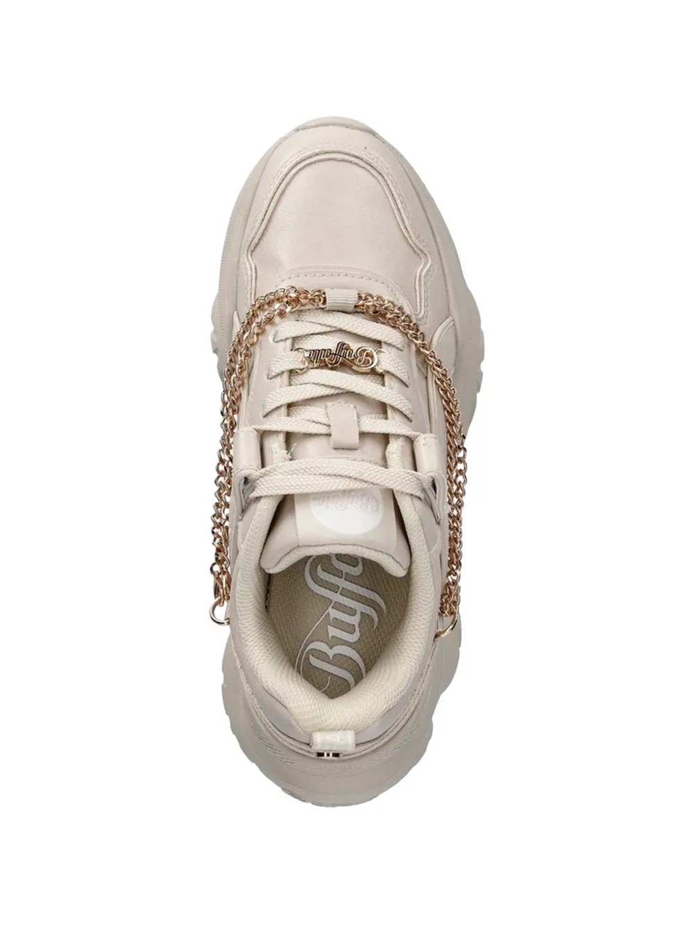 Buffalo Sneakers met plateauzool en ketting Beige