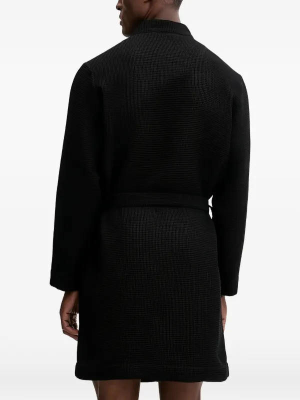 waffle knit dressing gown CR7 Men's Weave Bathrobe, Black S festive-flocker