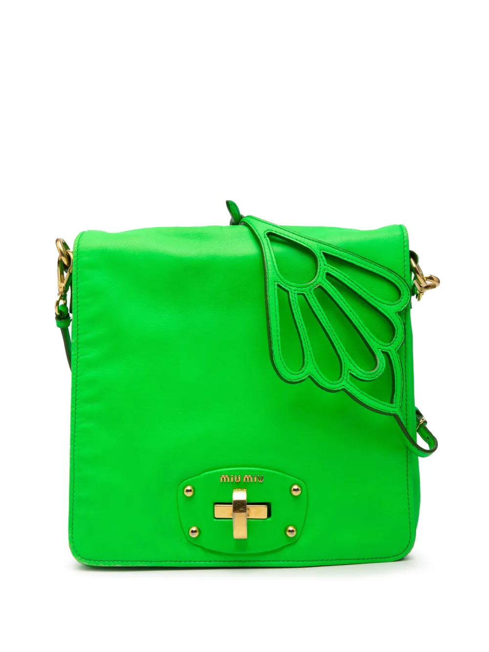Miu Miu Pre-Owned 2010-2025 Leather Wing Strap crossbody bag - Verde