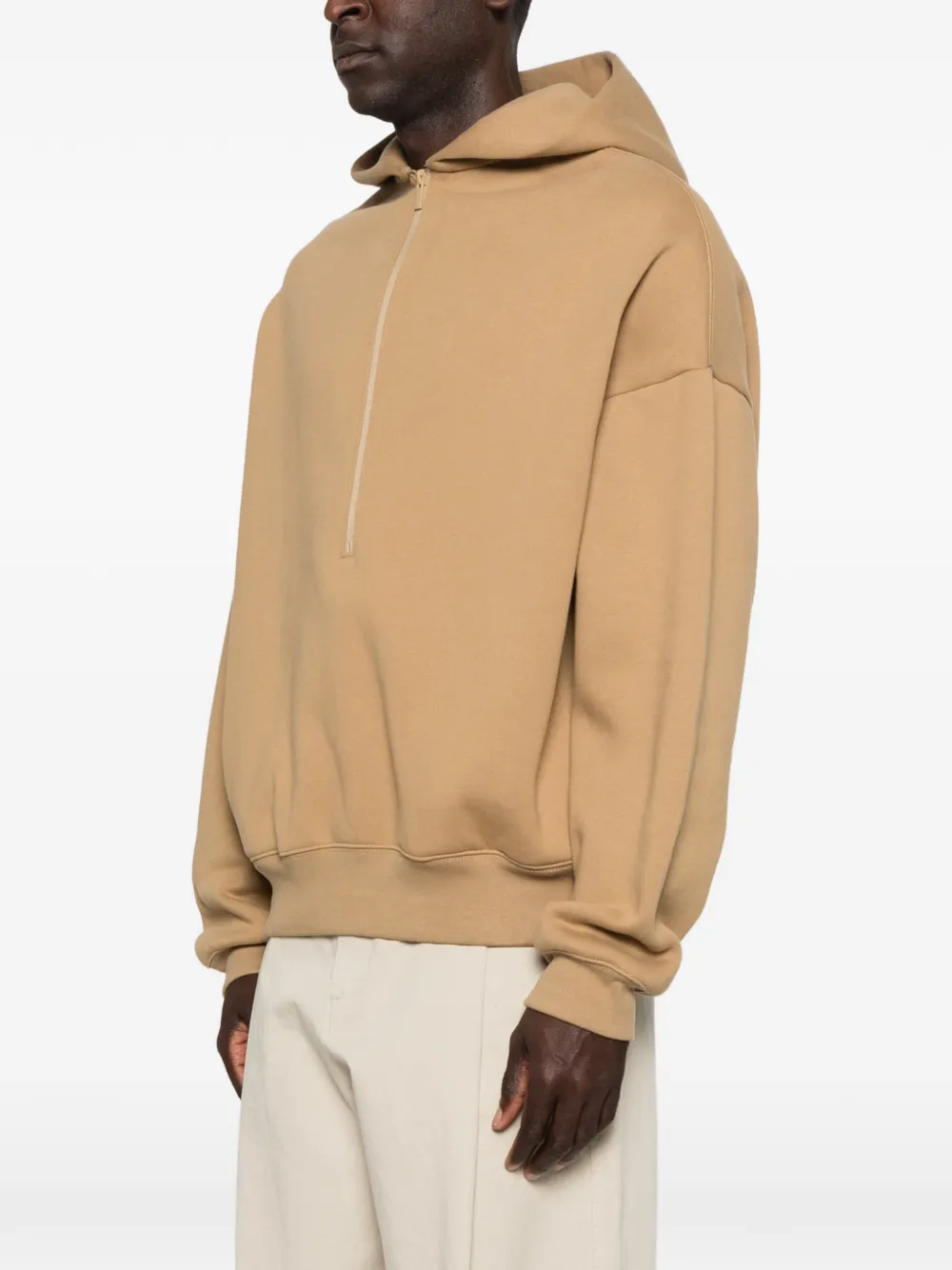 FEAR OF GOD ESSENTIALS Hoodie met logoprint en halve rits Beige