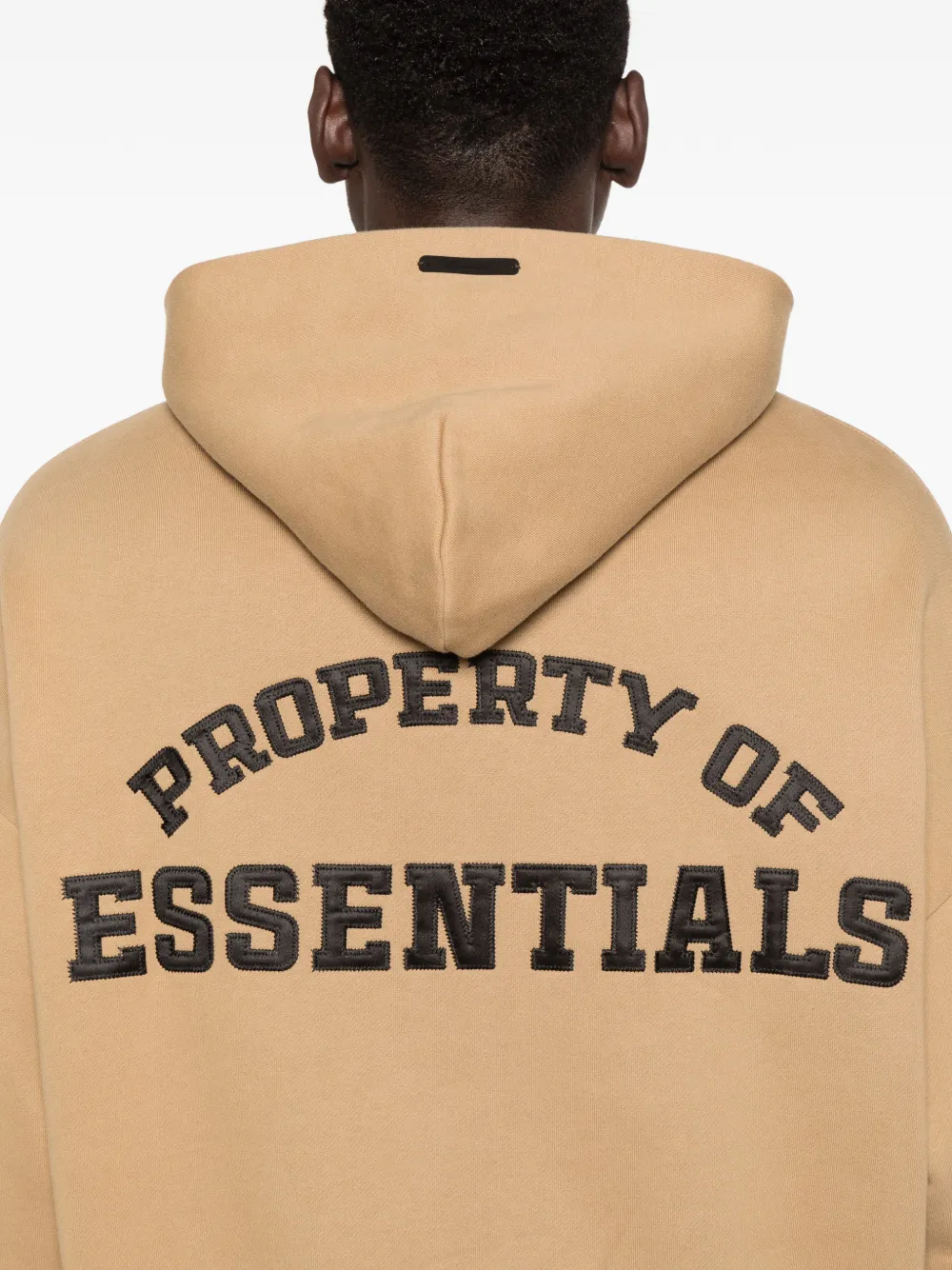 FEAR OF GOD ESSENTIALS Hoodie met logoprint en halve rits Beige