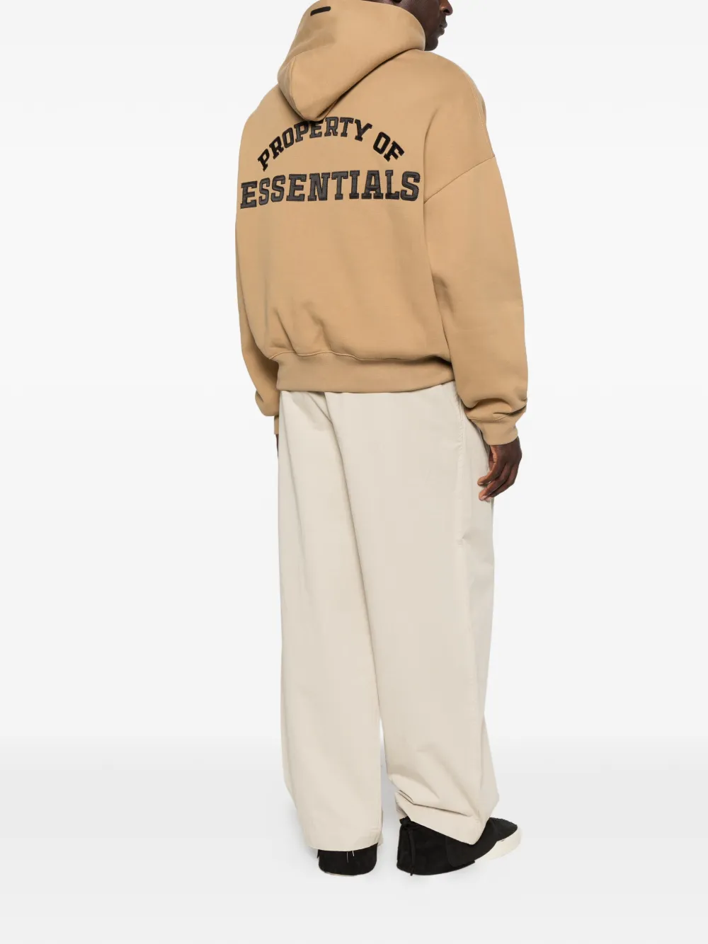 FEAR OF GOD ESSENTIALS Hoodie met logoprint en halve rits Beige