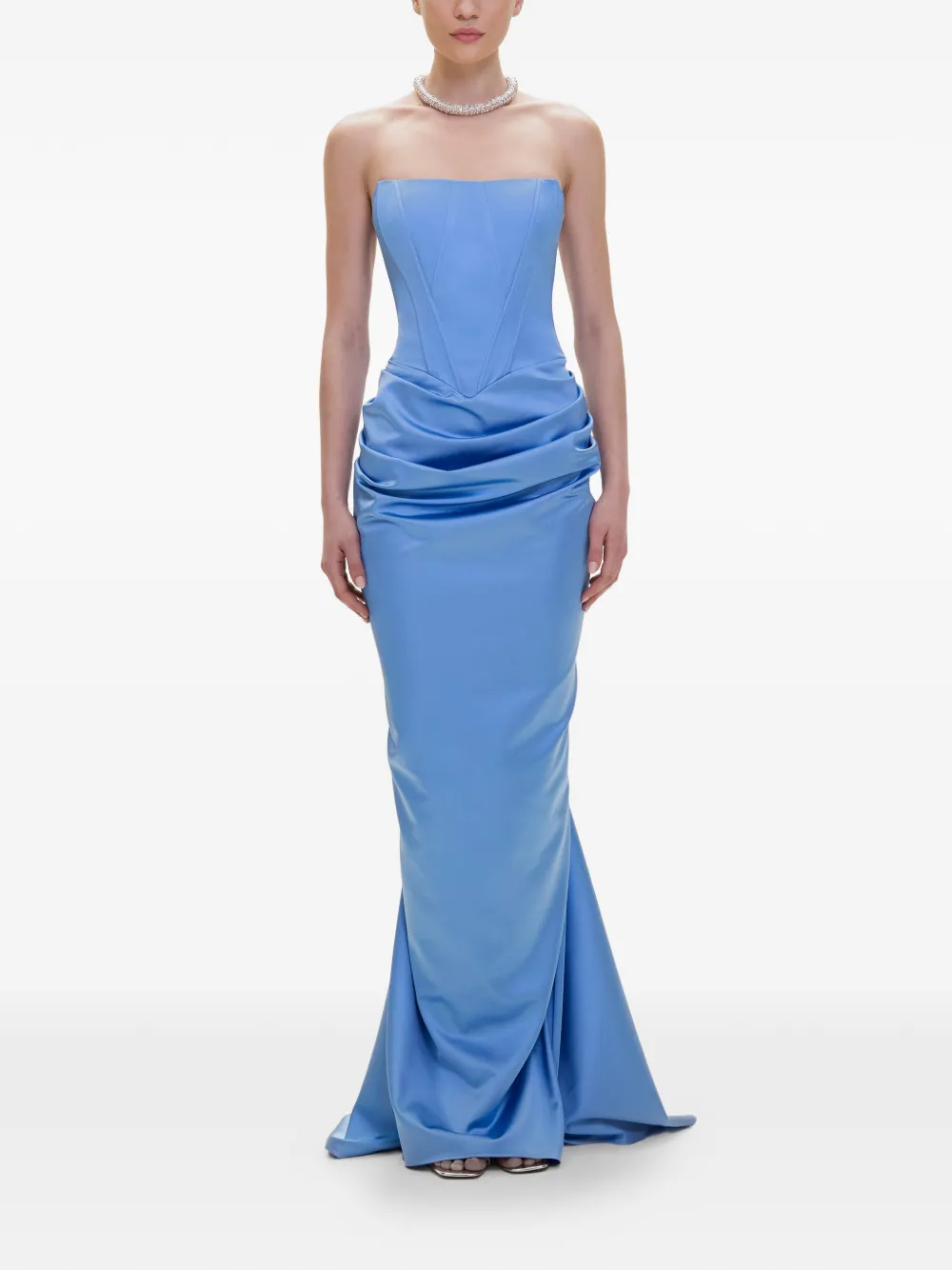 V:PM ATELIER Flavia korsetjurk met ruches Blauw