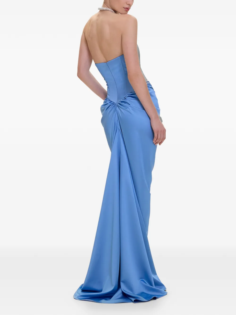V:PM ATELIER Flavia korsetjurk met ruches Blauw