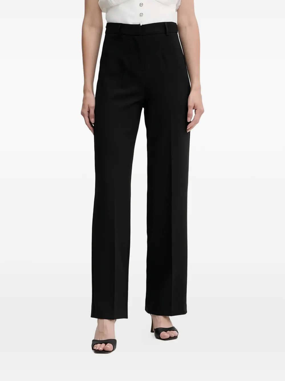 Morgan Poya Wide-leg Trousers In Black