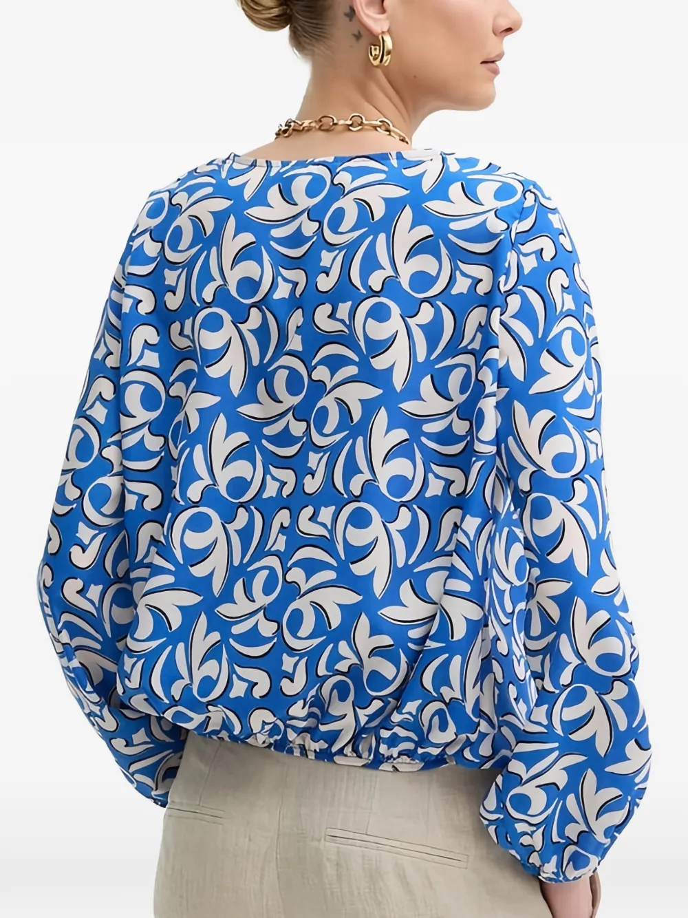 Morgan Top met V-hals en print Blauw