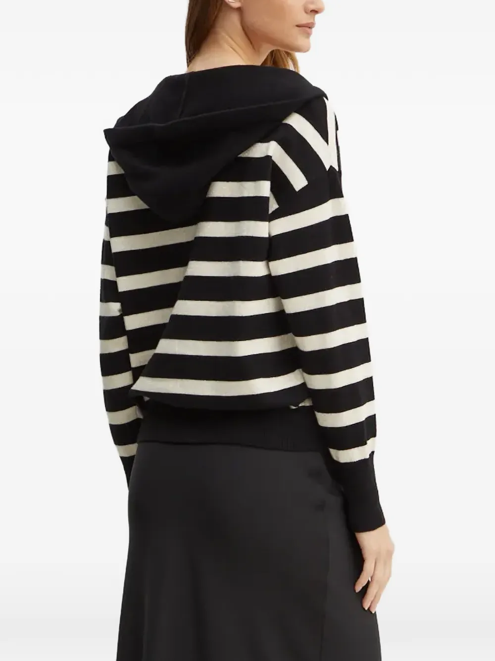 Morgan Mballon striped V-neck hoodie Zwart