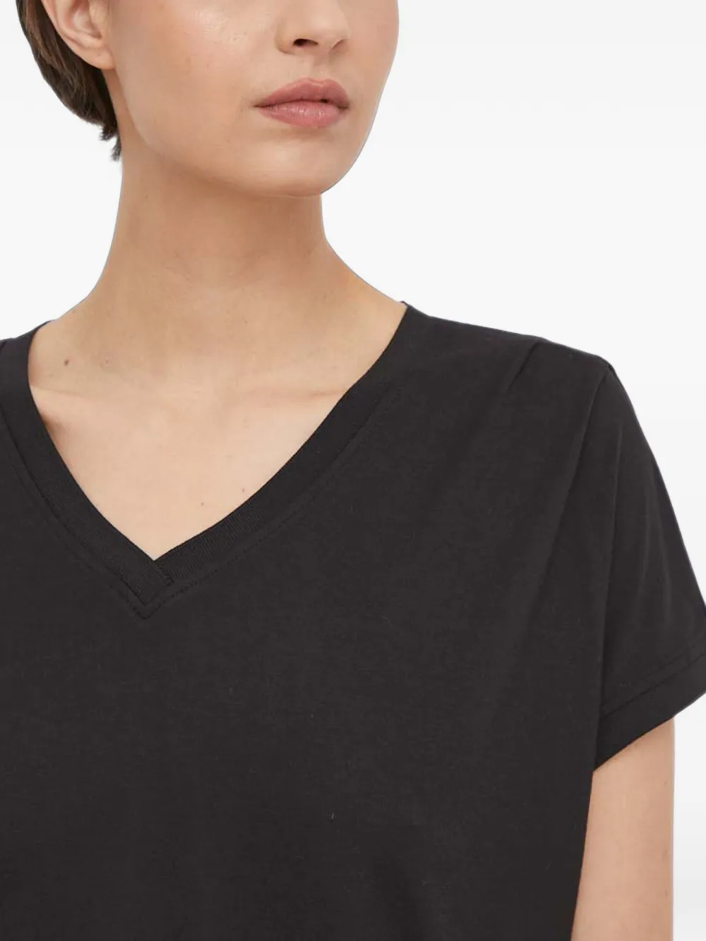 Mos Mosh T-shirt met V-hals Zwart