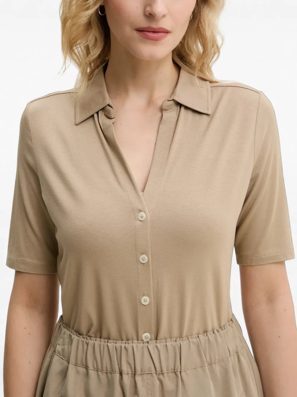 Marc O'Polo short-sleeve button-down polo shirt Beige