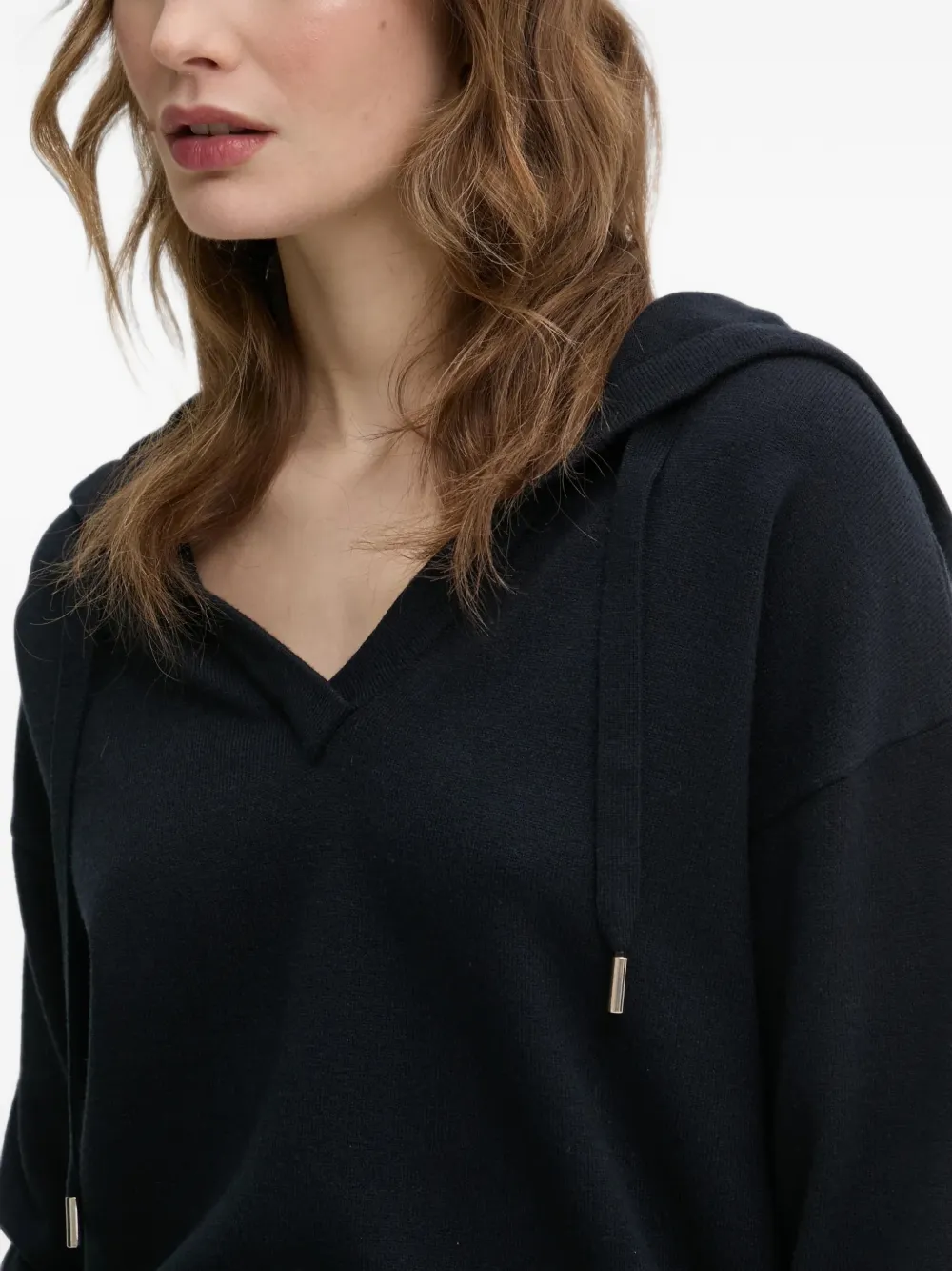 Morgan V-neck hoodie Blauw