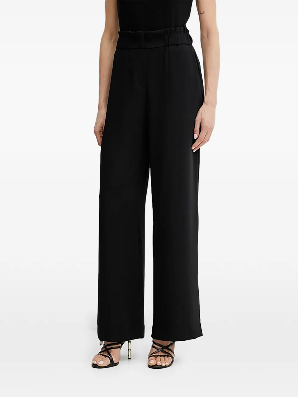 Morgan Elasticated Wide-leg Trousers In Black