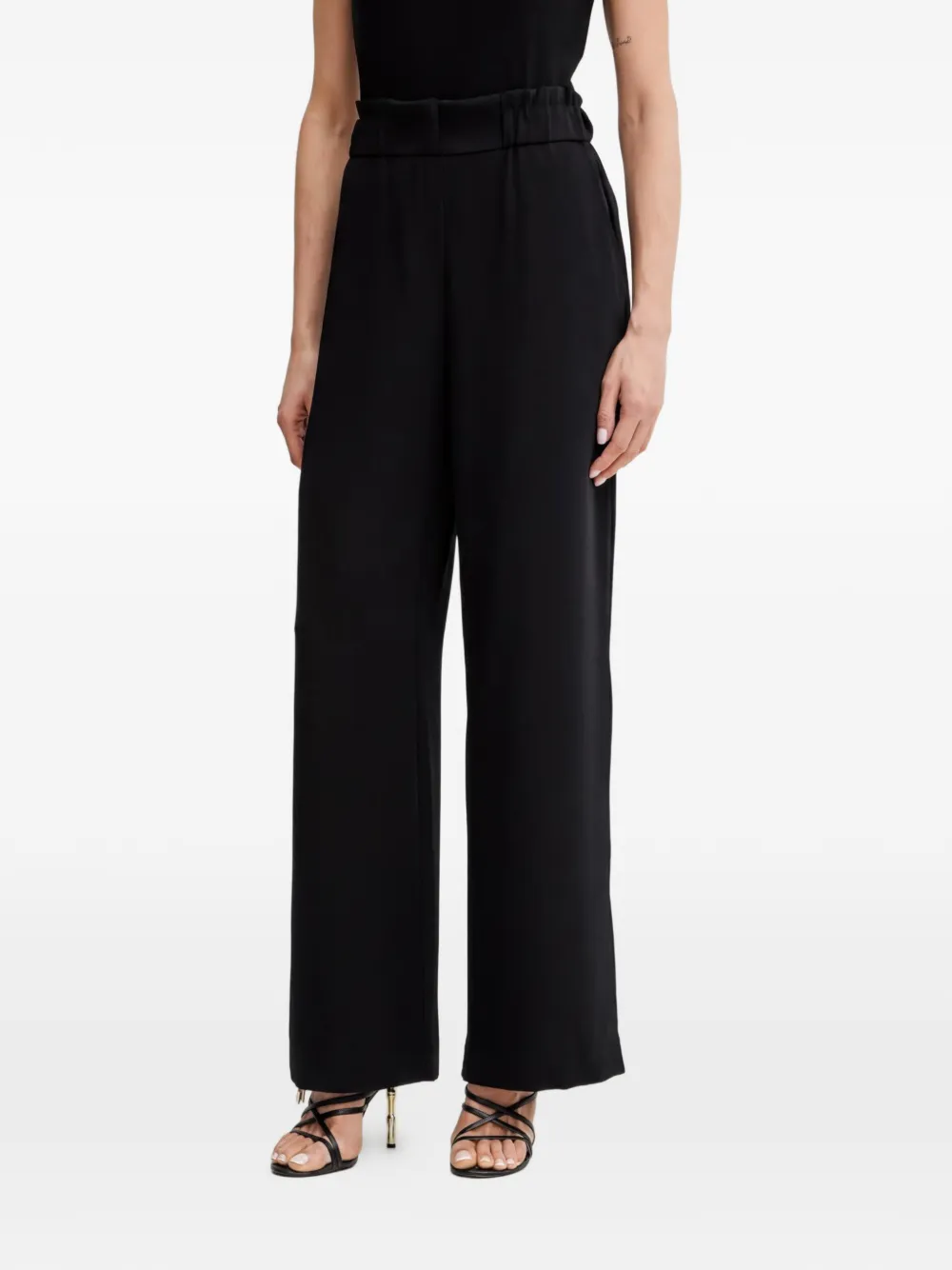 Morgan Pantaloni a gamba ampia elasticizzati - Nero