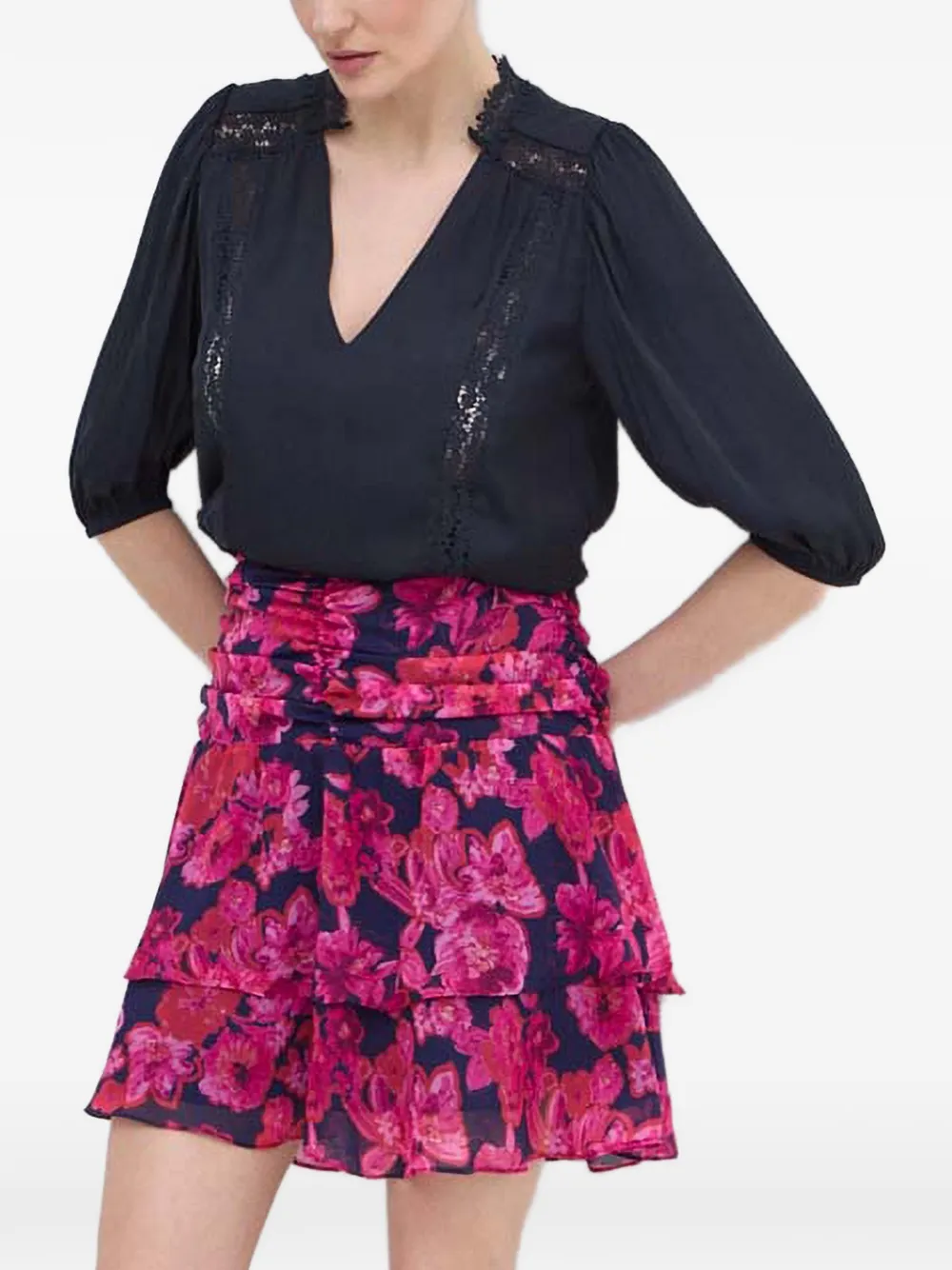 Morgan V-neck Blouse In Blue