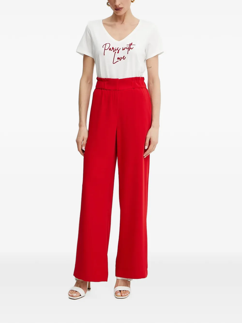 Morgan paperbag-waist palazzo pants Rood