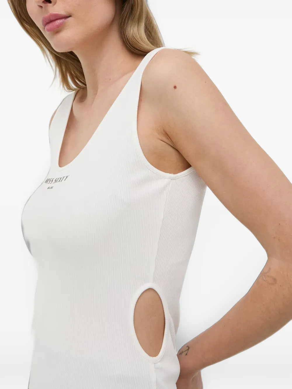 Miss Sixty Geribbelde tanktop met uitgesneden details Wit