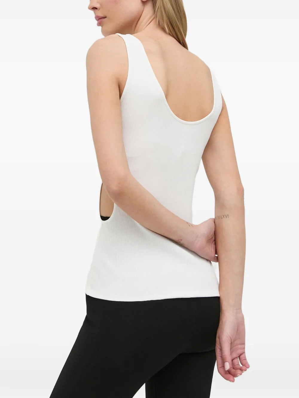 Miss Sixty Geribbelde tanktop met uitgesneden details Wit
